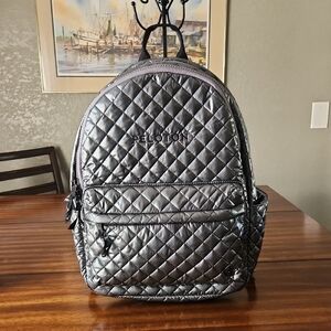 Oliver Thomas Peloton Large Laptop Quilted  Backpack Gunmetal
